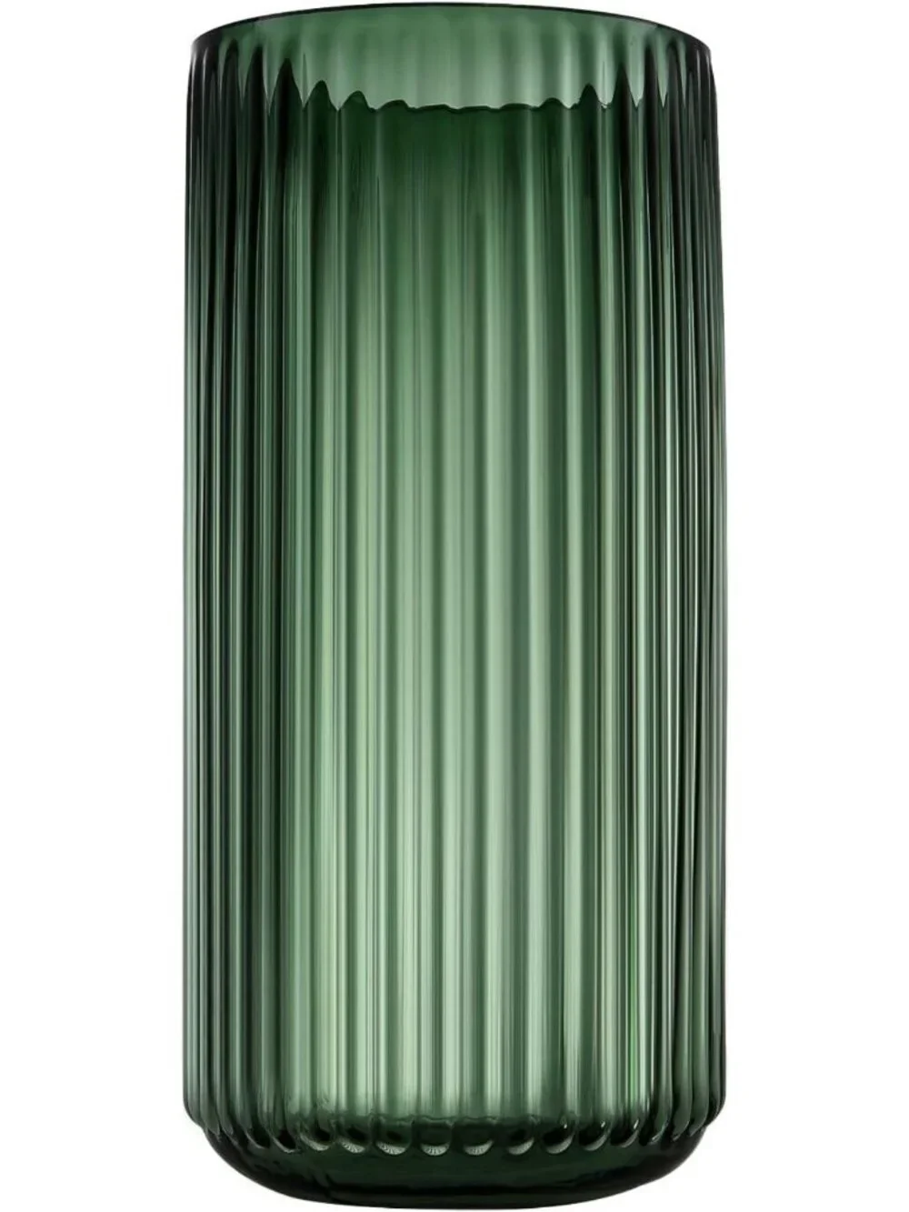 Large Ribbed Green Glass Vase - Perfect for Farmhouse Dining Table Centerpieces